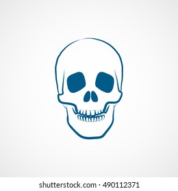 Skull Halloween Concept Blue Flat Icon On White Background