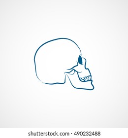 Skull Halloween Concept Blue Flat Icon On White Background