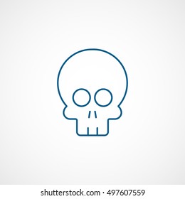 Skull Halloween Concept Blue Line Icon On White Background
