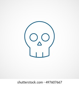 Skull Halloween Concept Blue Line Icon On White Background