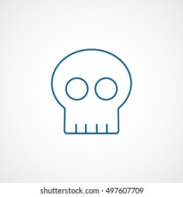 Skull Halloween Concept Blue Line Icon On White Background