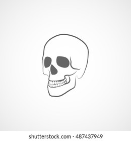 Skull Halloween Concept Flat Icon On White Background