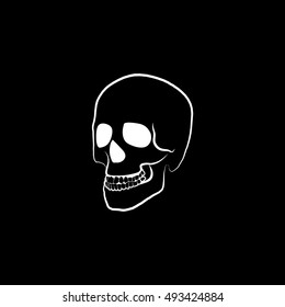 Skull Halloween Concept Flat Icon On Black Background
