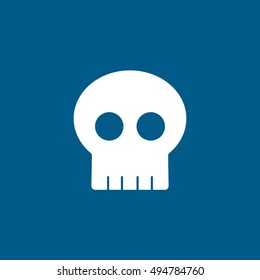 Skull Halloween Concept Flat Icon On Blue Background