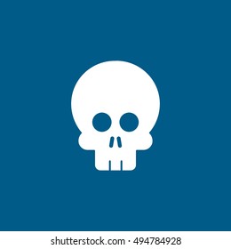 Skull Halloween Concept Flat Icon On Blue Background