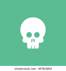 Skull Halloween Concept Flat Icon On Green Background