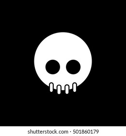 Skull Halloween Concept Flat Icon On Black Background