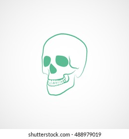 Skull Halloween Concept Green Flat Icon On White Background