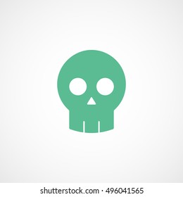 Skull Halloween Concept Green Flat Icon On White Background 