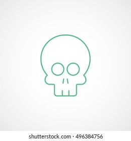 Skull Halloween Concept Green Line Icon On White Background