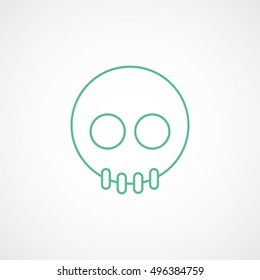 Skull Halloween Concept Green Line Icon On White Background