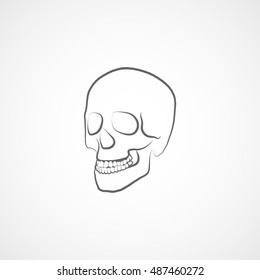 Skull Halloween Concept Line Icon On White Background