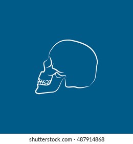Skull Halloween Concept Line Icon On Blue Background