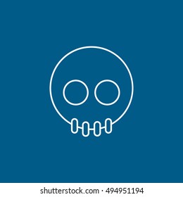 Skull Halloween Concept Line Icon On Blue Background