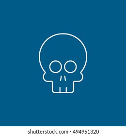 Skull Halloween Concept Line Icon On Blue Background