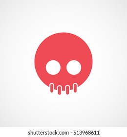 Skull Halloween Concept Red Flat Icon On White Background