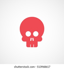Skull Halloween Concept Red Flat Icon On White Background