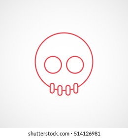 Skull Halloween Concept Red Line Icon On White Background