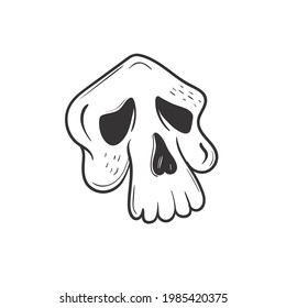 Skull. Halloween Design Elements Set. Hand Drawn Cartoon Doodles. Vector illustration. Template social madia post