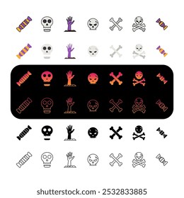 Cráneo, Halloween, Horror y Scary Icon Set