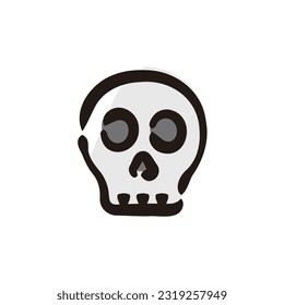 Skull - Halloween icon (Hand-drawn line, colored version)