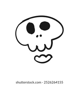 Skull halloween line hand drawing isolated. Vector illustration