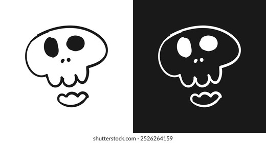 Skull halloween line hand drawing isolated. Vector illustration