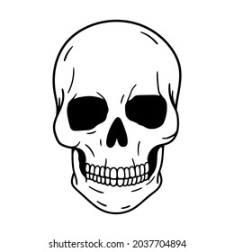 Skull. Halloween. Line vector illustration. Isolated on white background.