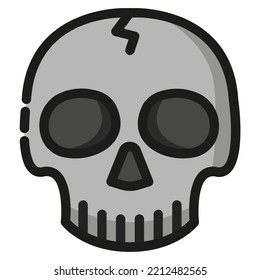 skull halloween linear color icon