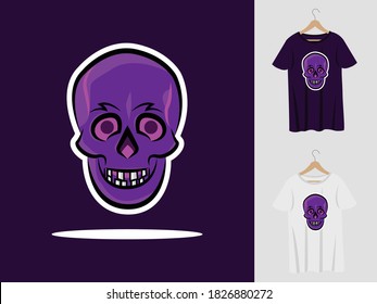 Skull halloween mascot design with t-shirt . Skull head illustration for halloween party and printing t-shirt