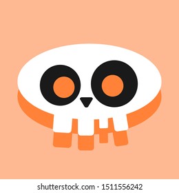 skull Halloween mask or icon  in flat style