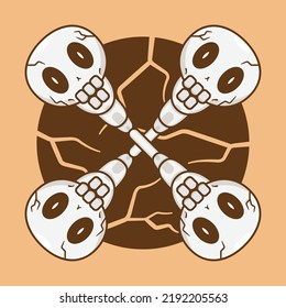 Skull halloween pattern cartoon illustration. Creepy halloween skull cartoon icon. Creepy halloween designs for kids.