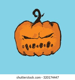 skull for halloween with pumpkin