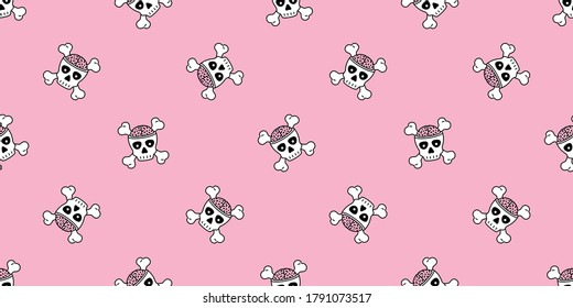 skull Halloween seamless pattern crossbones pirate brain vector zombie symbol ghost scarf isolated repeat wallpaper tile background cartoon illustration doodle pink design