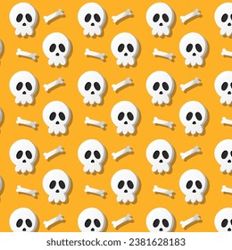 skull halloween seamless pattern illustration