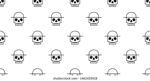 skull Halloween seamless pattern vector bone scarf isolated ghost tile background repeat wallpaper cartoon doodle illustration design