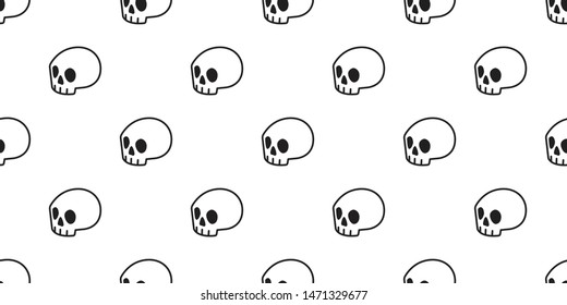 skull Halloween seamless pattern vector bone scarf isolated ghost repeat wallpaper tile background cartoon doodle illustration design