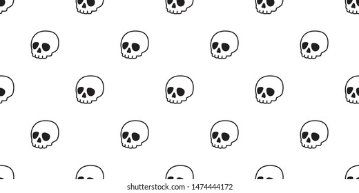 skull Halloween seamless pattern vector pirate symbol bone ghost scarf isolated tile background repeat wallpaper cartoon doodle illustration design