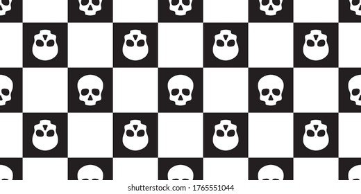 skull Halloween seamless pattern vector crossbone ghost pirate icon checked  scarf isolated repeat wallpaper tile background cartoon doodle illustration design