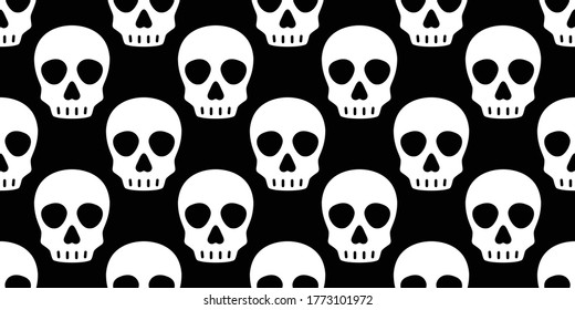 skull Halloween seamless pattern vector crossbone ghost pirate icon scarf isolated repeat wallpaper tile background cartoon doodle illustration black design