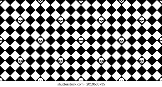 skull Halloween seamless pattern vector diamond checked crossbone ghost pirate icon repeat wallpaper tile background cartoon doodle scarf isolated illustration design