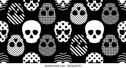 skull Halloween seamless pattern vector diamond checked polka dot star heart flower japan wave crossbone ghost pirate icon repeat wallpaper tile background cartoon doodle scarf isolated illustration d