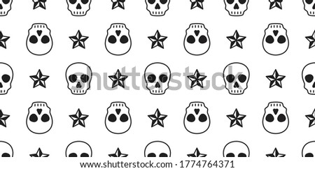 skull Halloween seamless pattern vector crossbone ghost pirate star icon scarf isolated repeat wallpaper tile background cartoon doodle illustration design