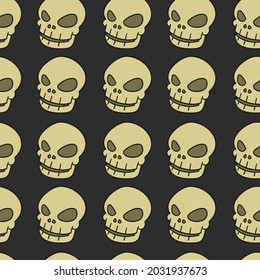 Skull Halloween Skeleton Pattern Vector Illustration. Design Texture Clip Art Background. Holiday Banner Horror Party.