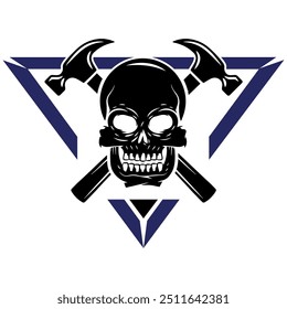 skull with hammer cross logo design