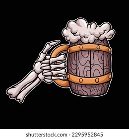 Skull Hand beer cartoon style