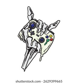 Mano del cráneo con el Vector del juego de la consola