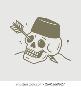 Skull hand drawing on white background