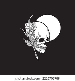 Skull in Hand Drawing Style Vector Illustration