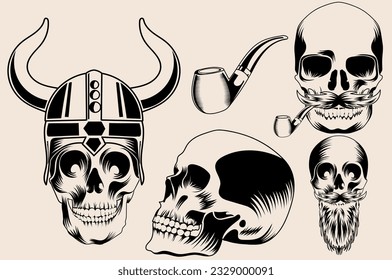 Skull hand drawing vector design